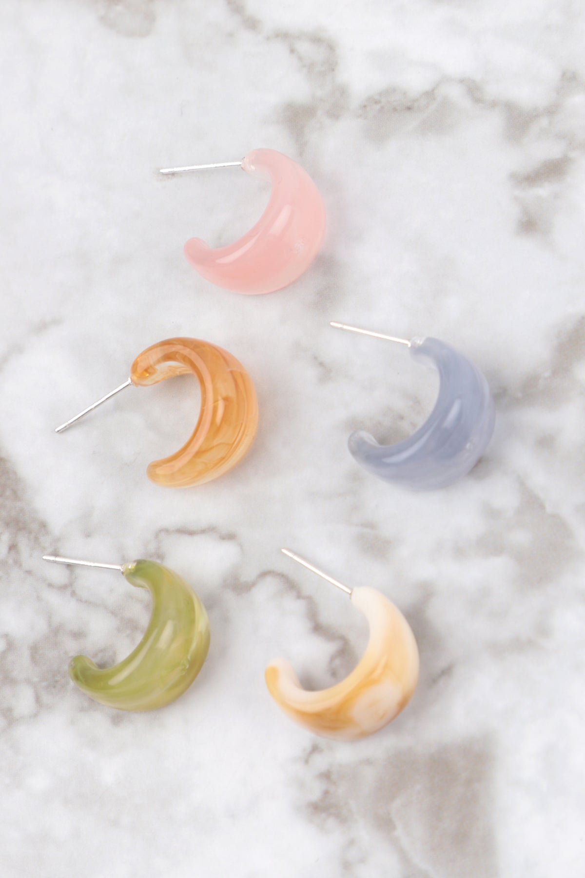 MARBLE ACRYLIC HOOP EARRINGS/6PCS (NOW $1.25 ONLY!)