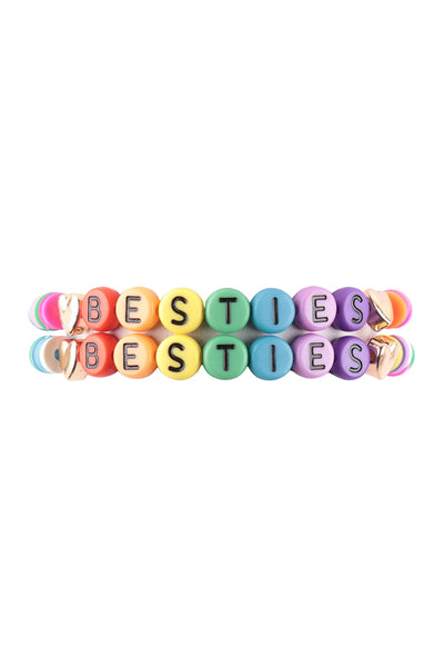 "BESTIES" LETTER RUBBER BEADS STRETCH BRACELET (NOW $2.75 ONLY!)