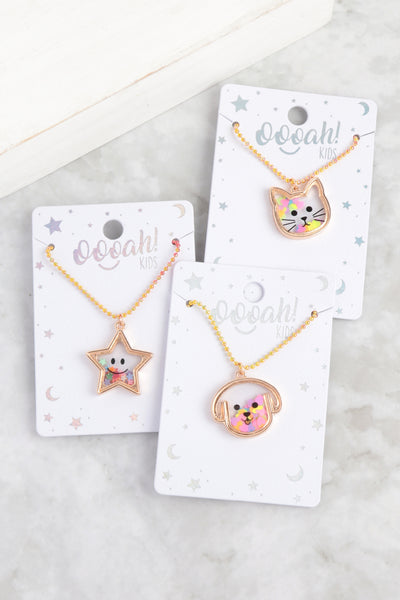 14" STAR GLITTER PENDANT KIDS NECKLACE