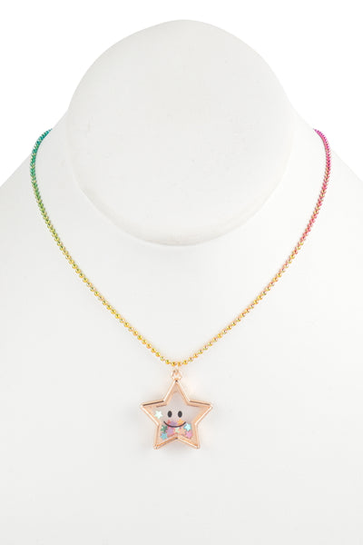 14" STAR GLITTER PENDANT KIDS NECKLACE