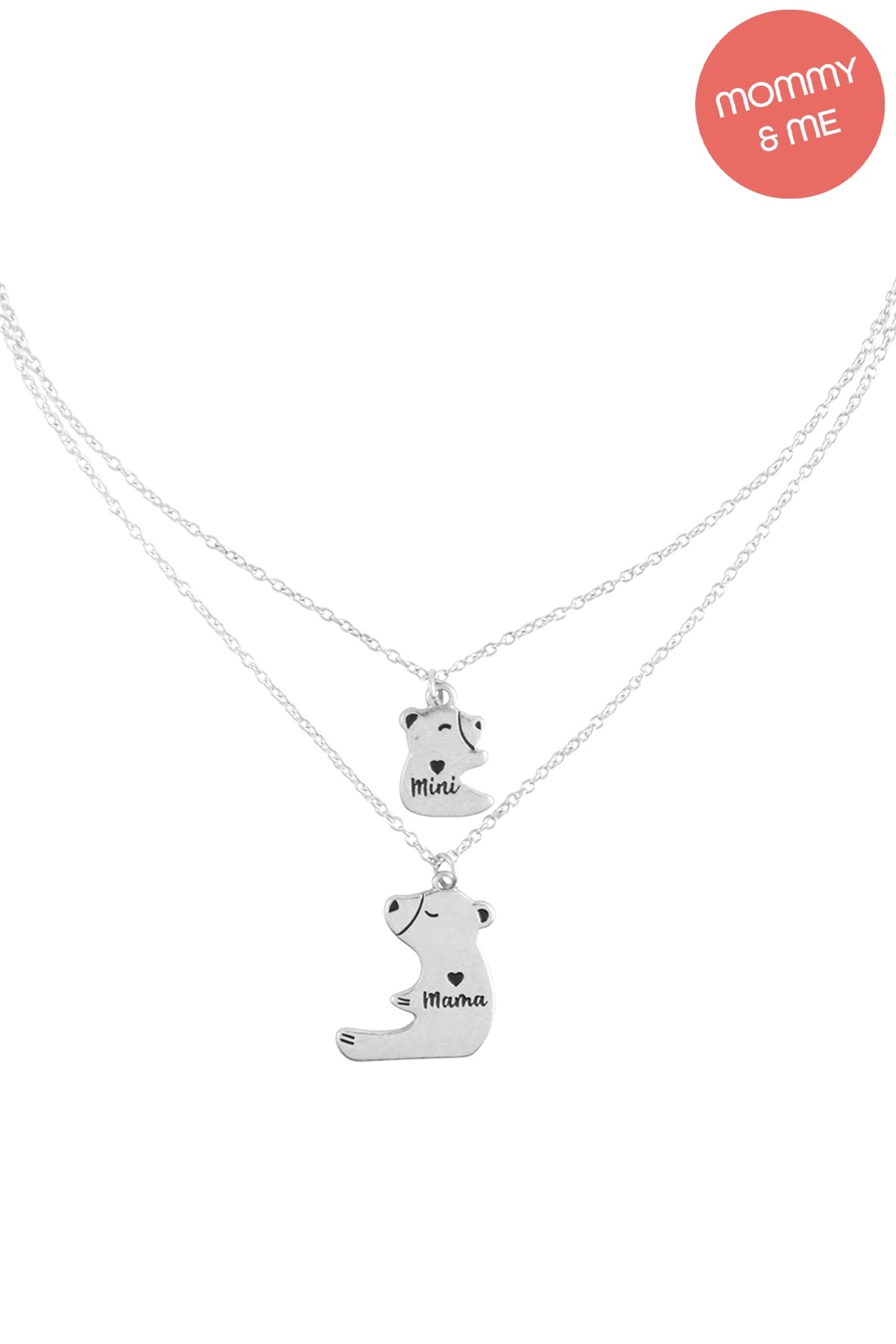 14"-16" MAMA & ME BEAR SHAPED METAL 2 SET NECKLACE