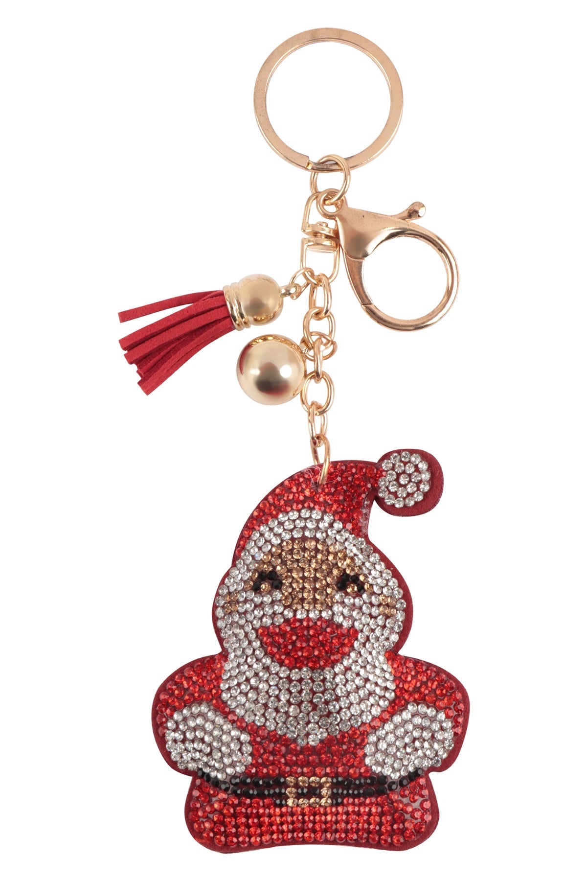 CHRISTMAS SANTA RHINESTONE TASSEL KEYCHAIN