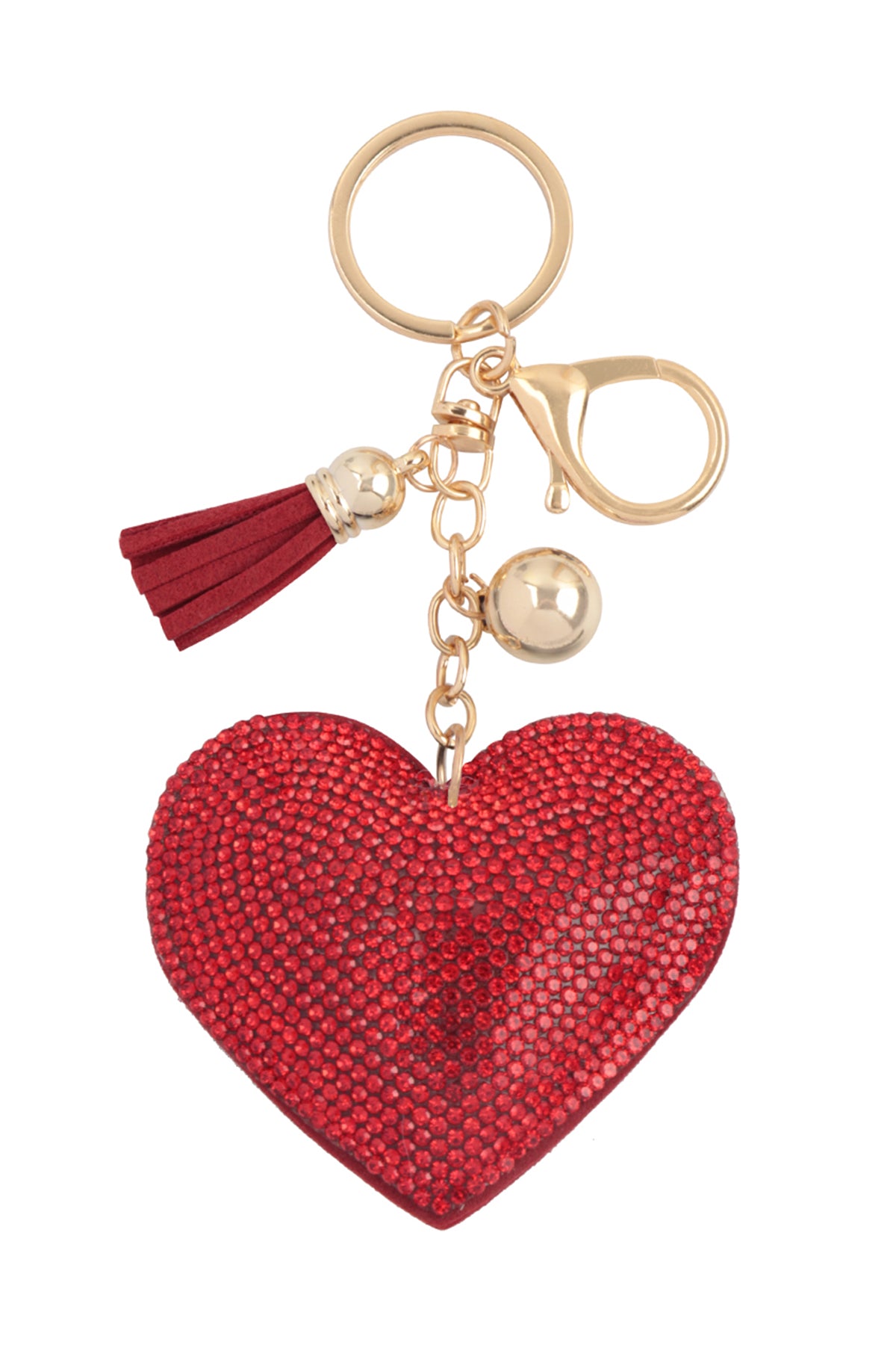 HEART RHINESTONE TASSEL KEYCHAIN