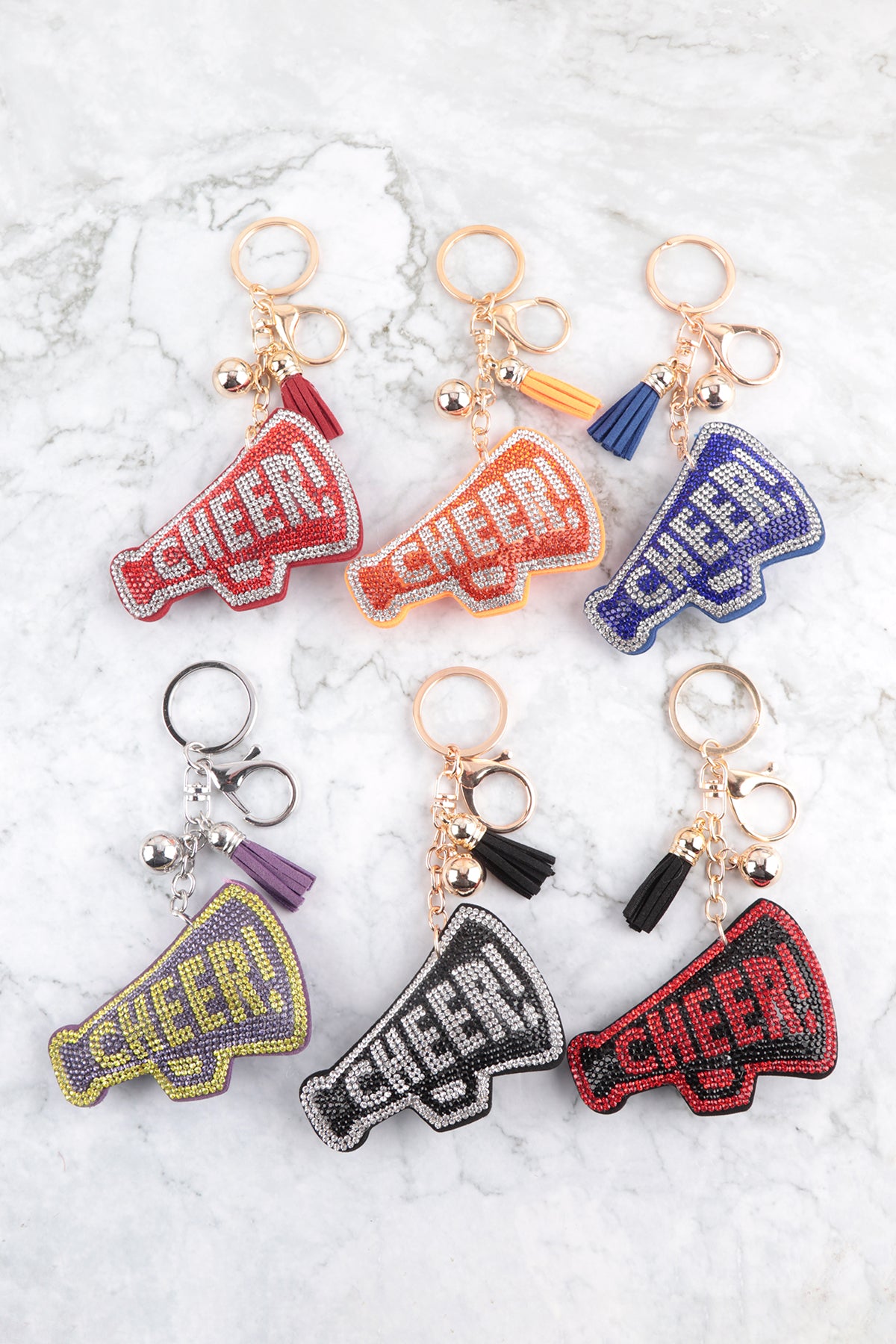 CHEER RHINESTONE TASSEL KEYCHAIN