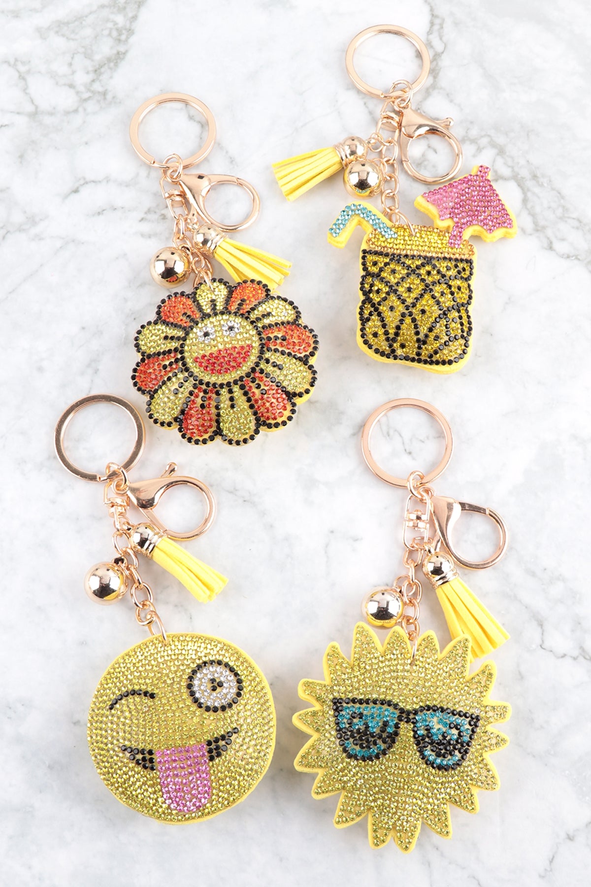 SUMMER SUN RHINESTONE TASSEL KEYCHAIN