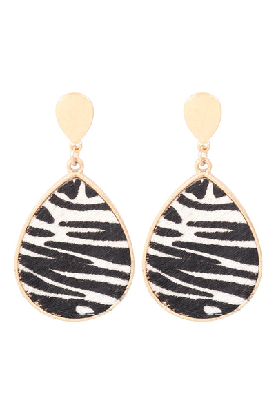 ANIMAL PRINT TEARDROP POST EARRINGS