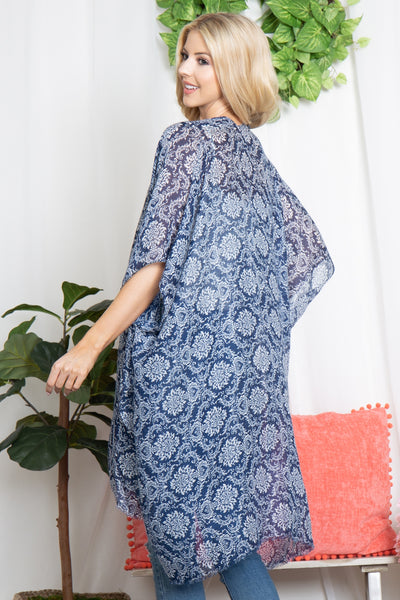 BOHO MANDALA FLOWER PRINT OPEN FRONT KIMONO