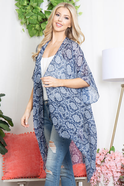 BOHO MANDALA FLOWER PRINT OPEN FRONT KIMONO