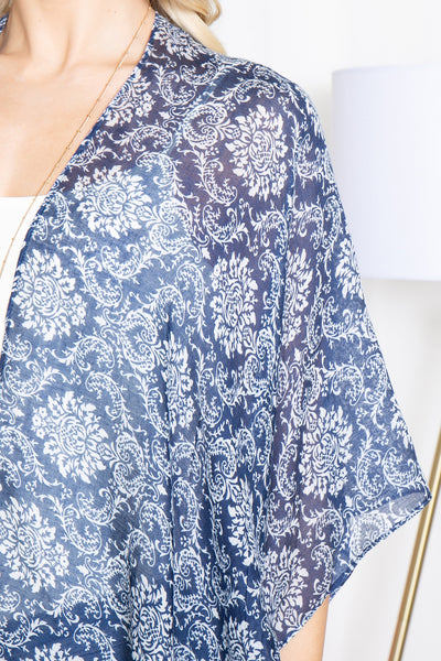BOHO MANDALA FLOWER PRINT OPEN FRONT KIMONO