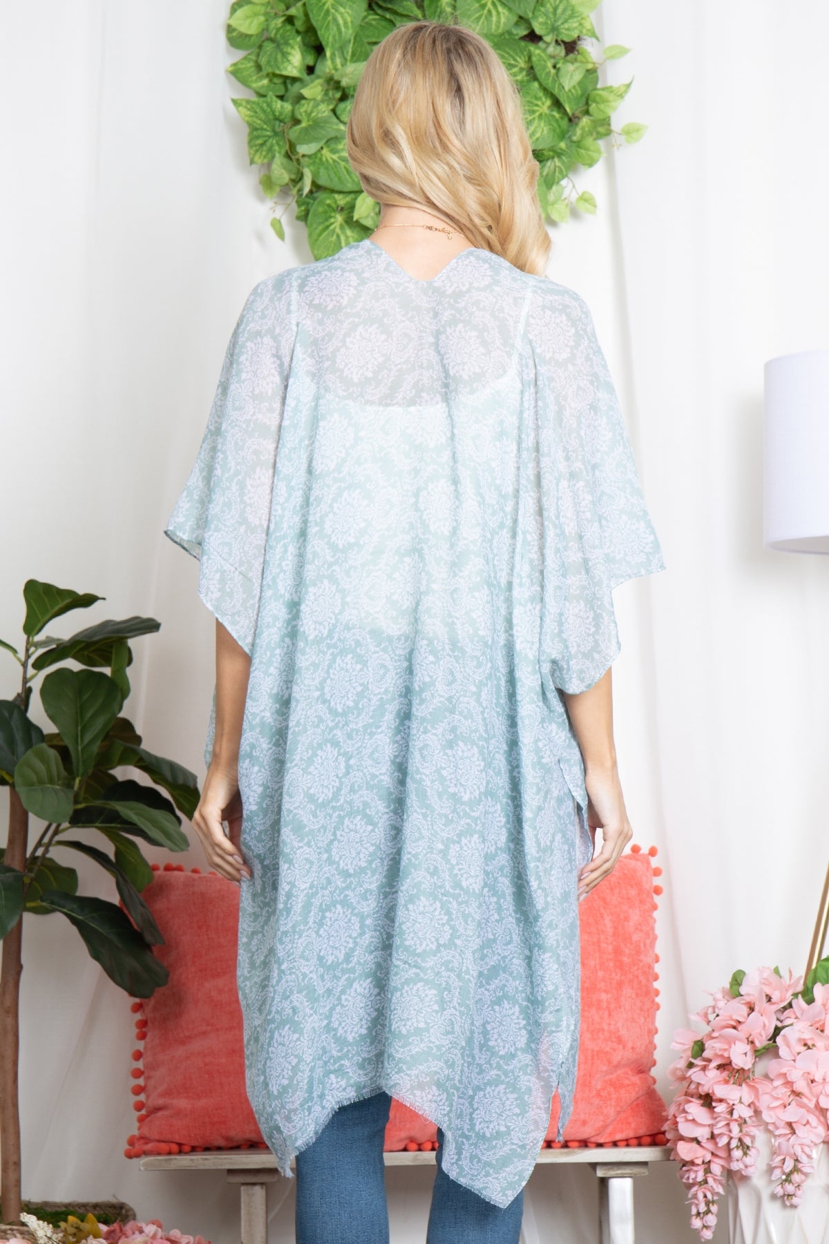 BOHO MANDALA FLOWER PRINT OPEN FRONT KIMONO