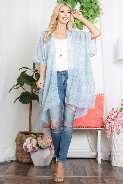 BOHO MANDALA FLOWER PRINT OPEN FRONT KIMONO