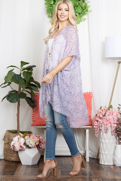 BOHO MANDALA FLOWER PRINT OPEN FRONT KIMONO