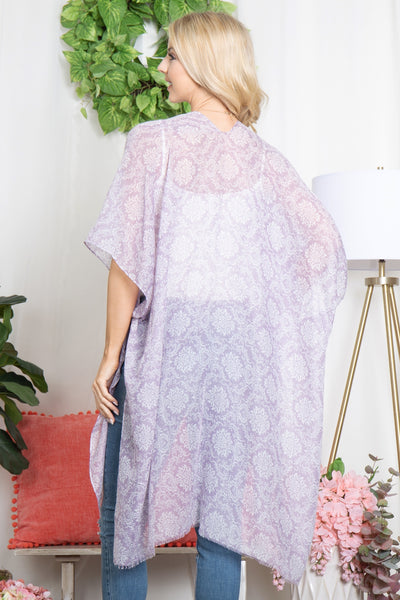 BOHO MANDALA FLOWER PRINT OPEN FRONT KIMONO