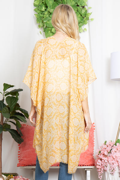 BOHO MANDALA FLOWER PRINT OPEN FRONT KIMONO