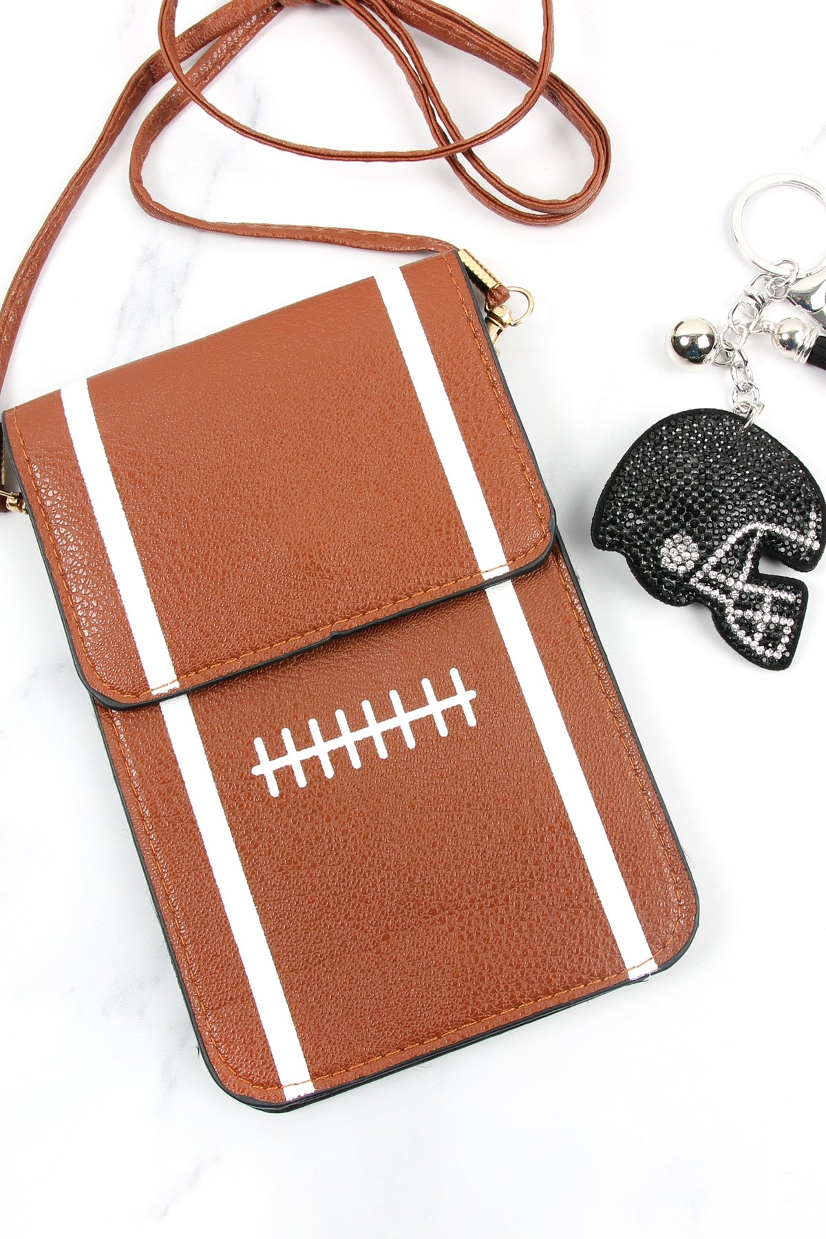 FOOTBALL CELLPHONE CROSSBODY BAG WITH CLEAR WINDOW POUCH/6PCS