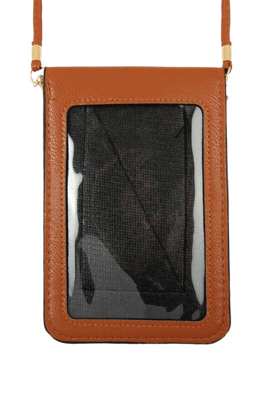 SOLID CELLPHONE CROSSBODY WITH CLEAR WINDOW