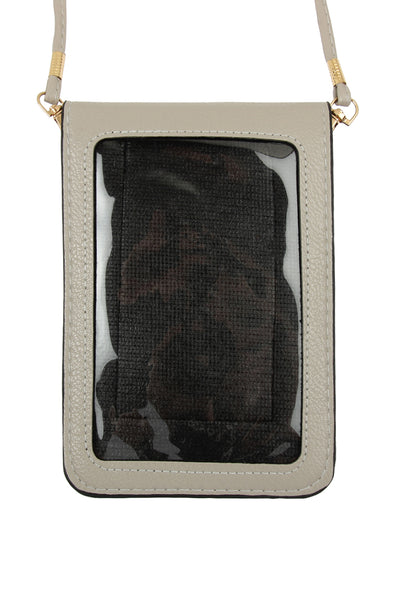 SOLID CELLPHONE CROSSBODY WITH CLEAR WINDOW