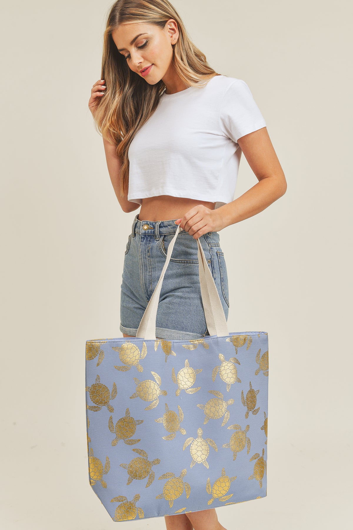 GOLD FOIL TURTLE TOTE BAG