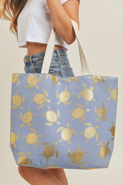 GOLD FOIL TURTLE TOTE BAG