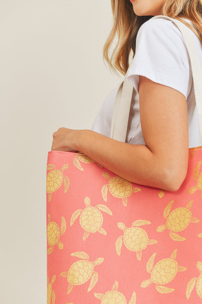 GOLD FOIL TURTLE TOTE BAG