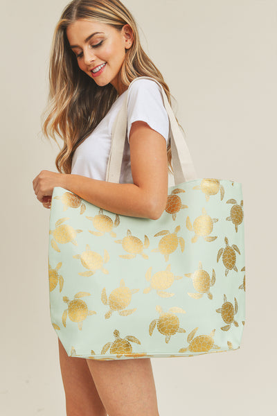 GOLD FOIL TURTLE TOTE BAG