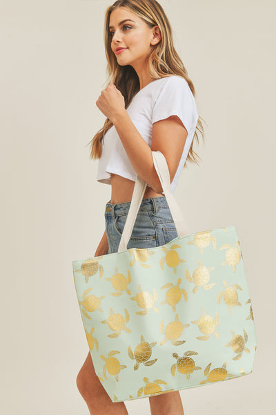 GOLD FOIL TURTLE TOTE BAG