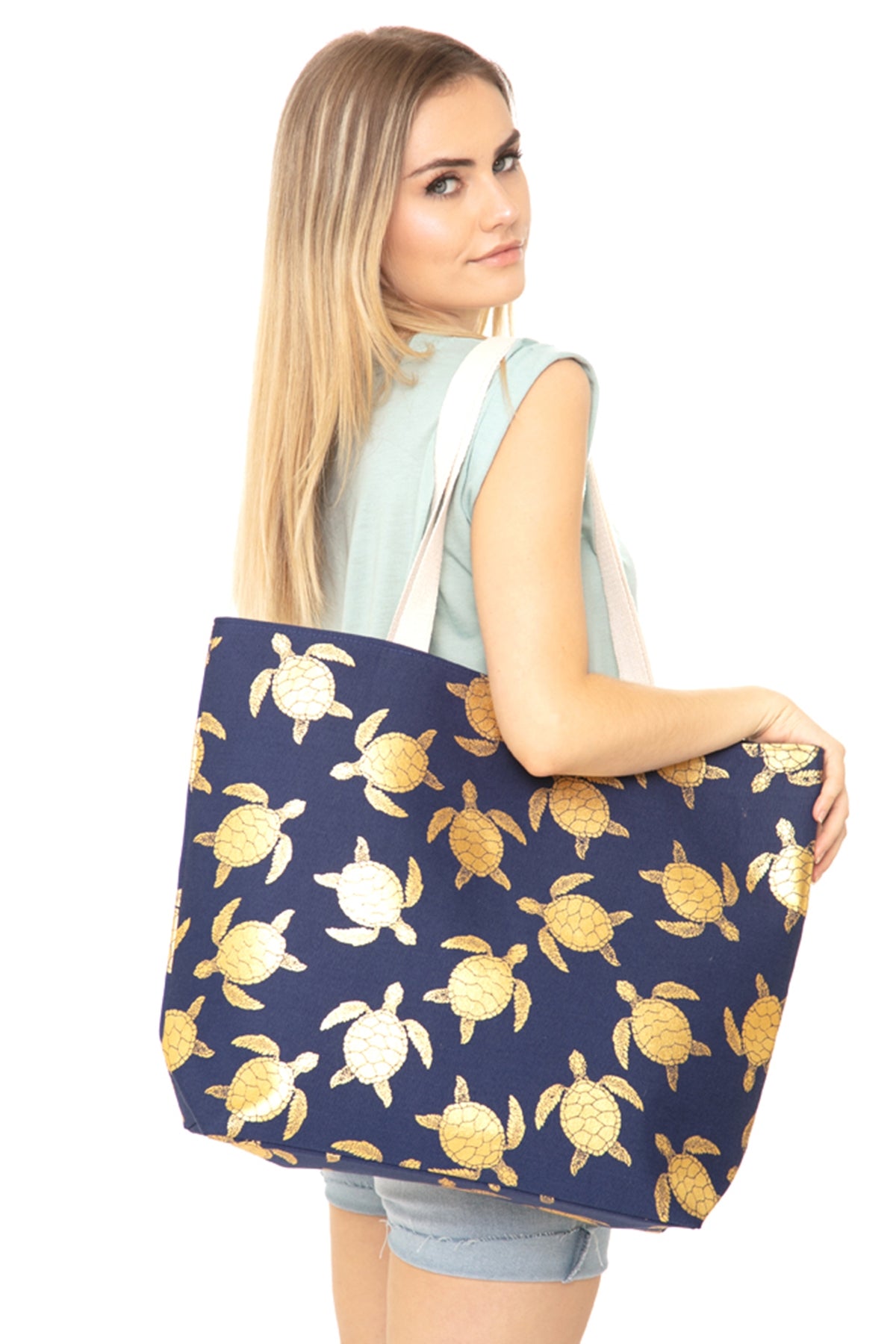 GOLD FOIL TURTLE TOTE BAG