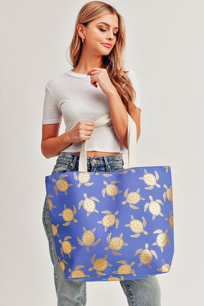 GOLD FOIL TURTLE TOTE BAG