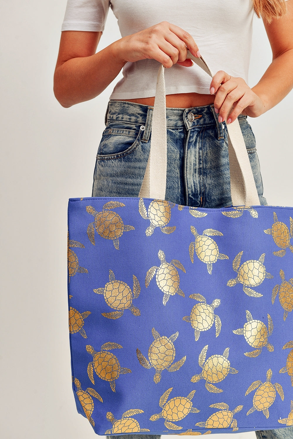 GOLD FOIL TURTLE TOTE BAG