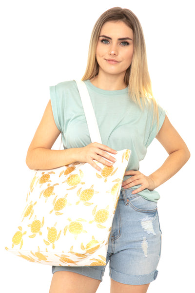 GOLD FOIL TURTLE TOTE BAG