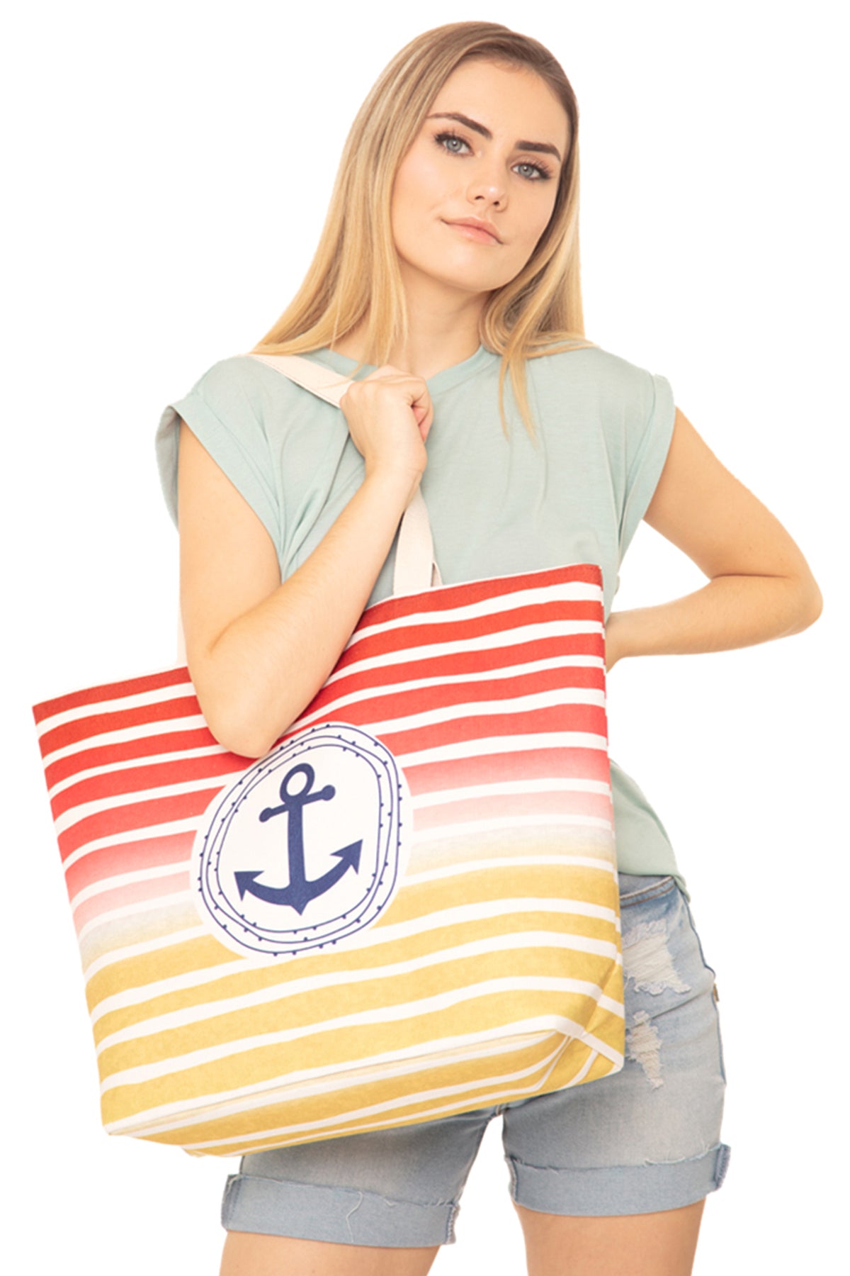 STRIPE ANCHOR TOTE BAG