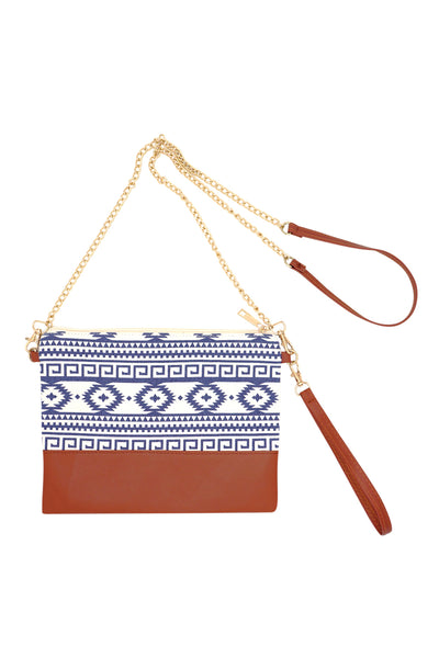 AZTEC PRINT CROSSBODY & WRISTLET BAG