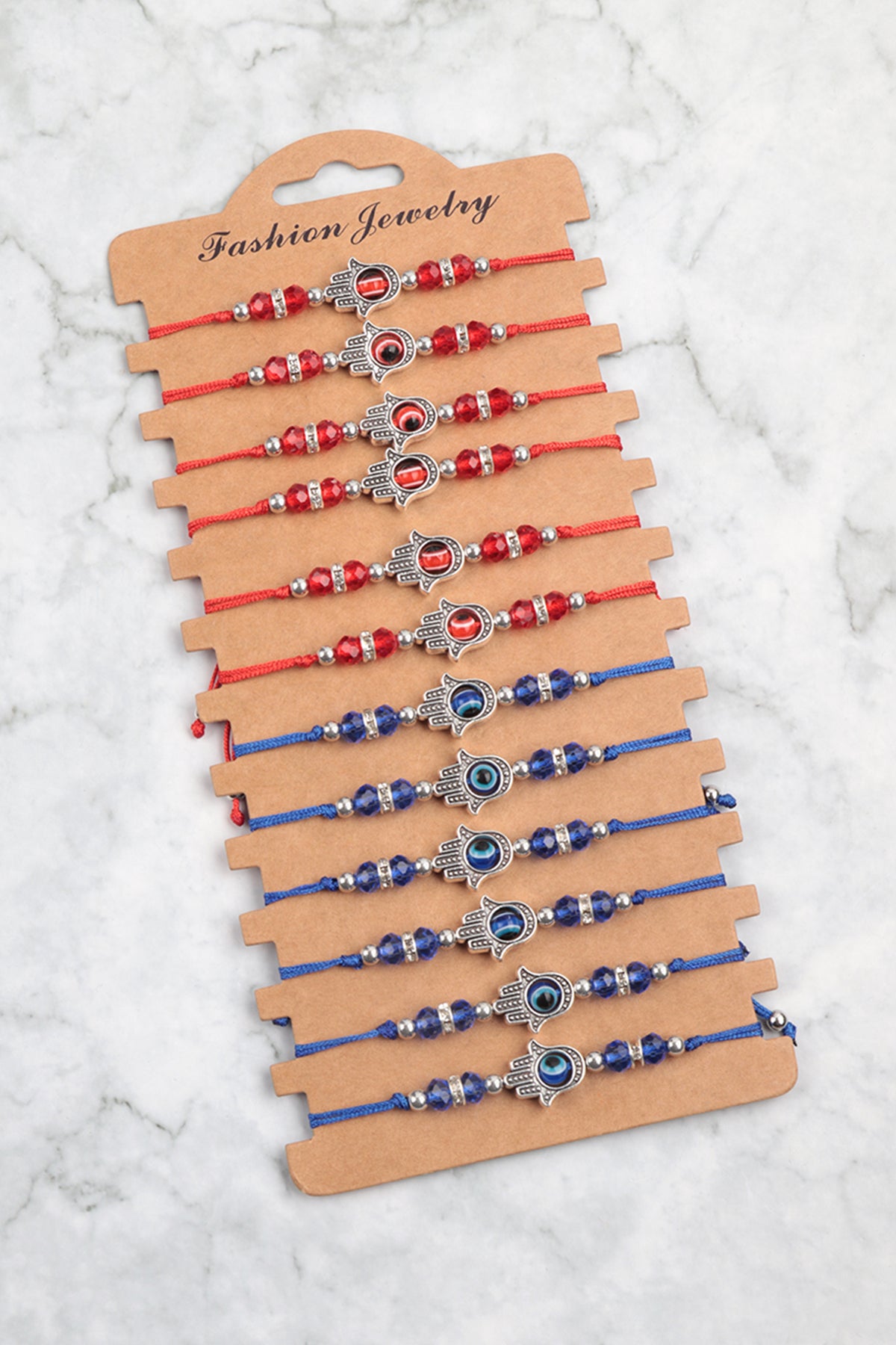 HAMSA EVIL EYE CHARM SLIDING KNOT BRACELET SET