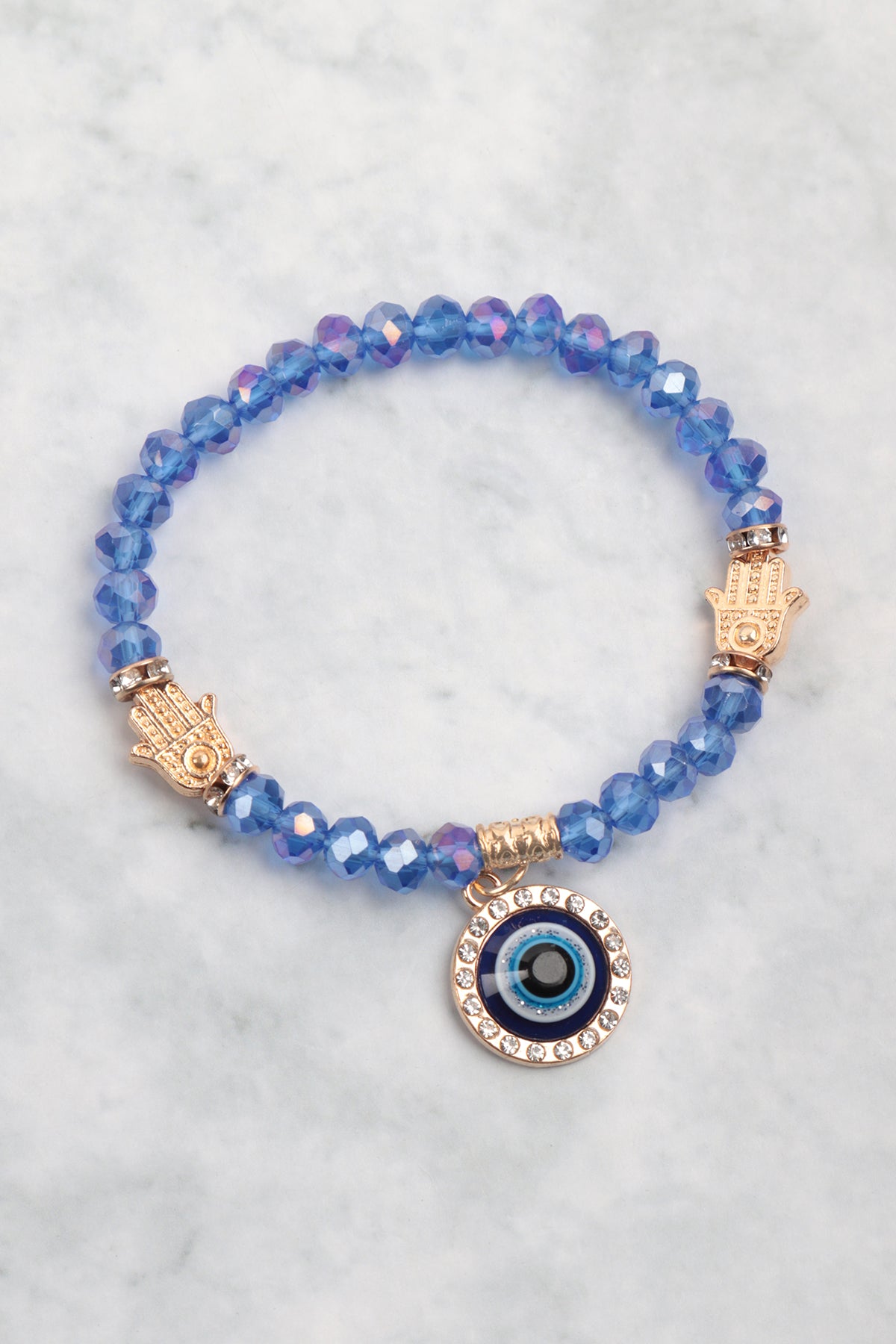 EVIL EYE PENDANT CHARM STRETCH BRACELET SET