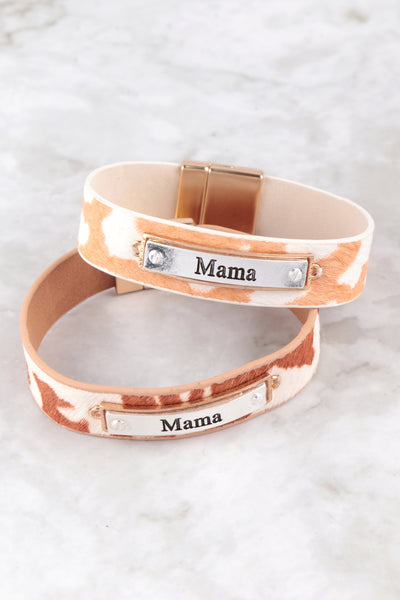 MAMA GENUINE LEATHER CHEETAH MAGNETIC LOCK BRACELET