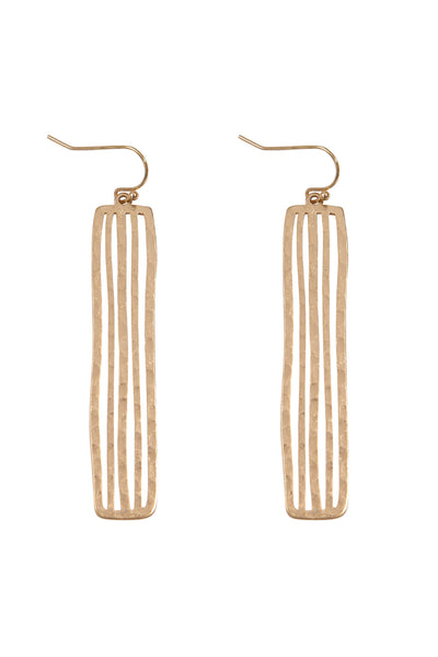 BAR TEXTURED DROP FISH HOOK EARRINGS
