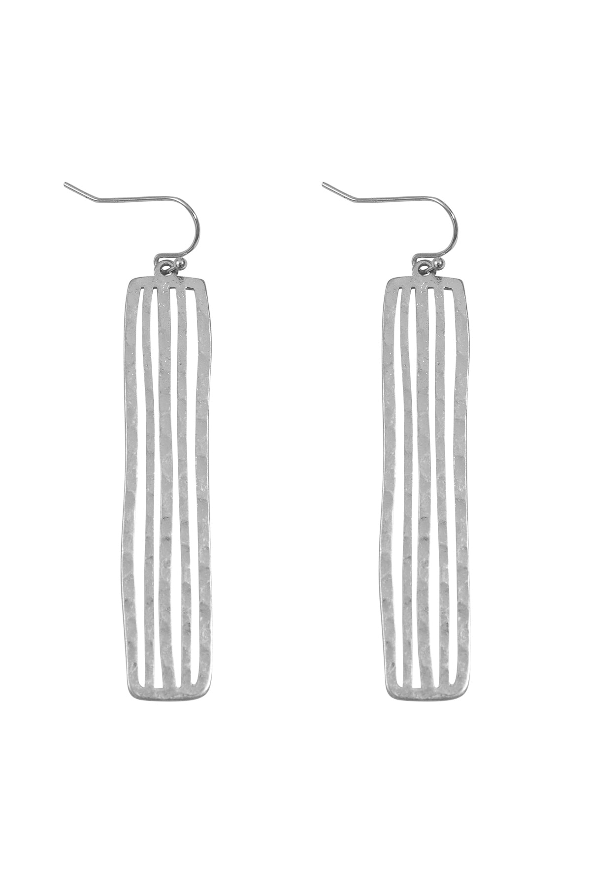 BAR TEXTURED DROP FISH HOOK EARRINGS