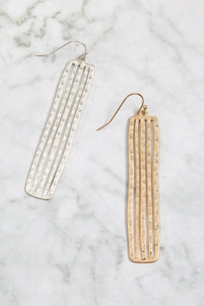 BAR TEXTURED DROP FISH HOOK EARRINGS