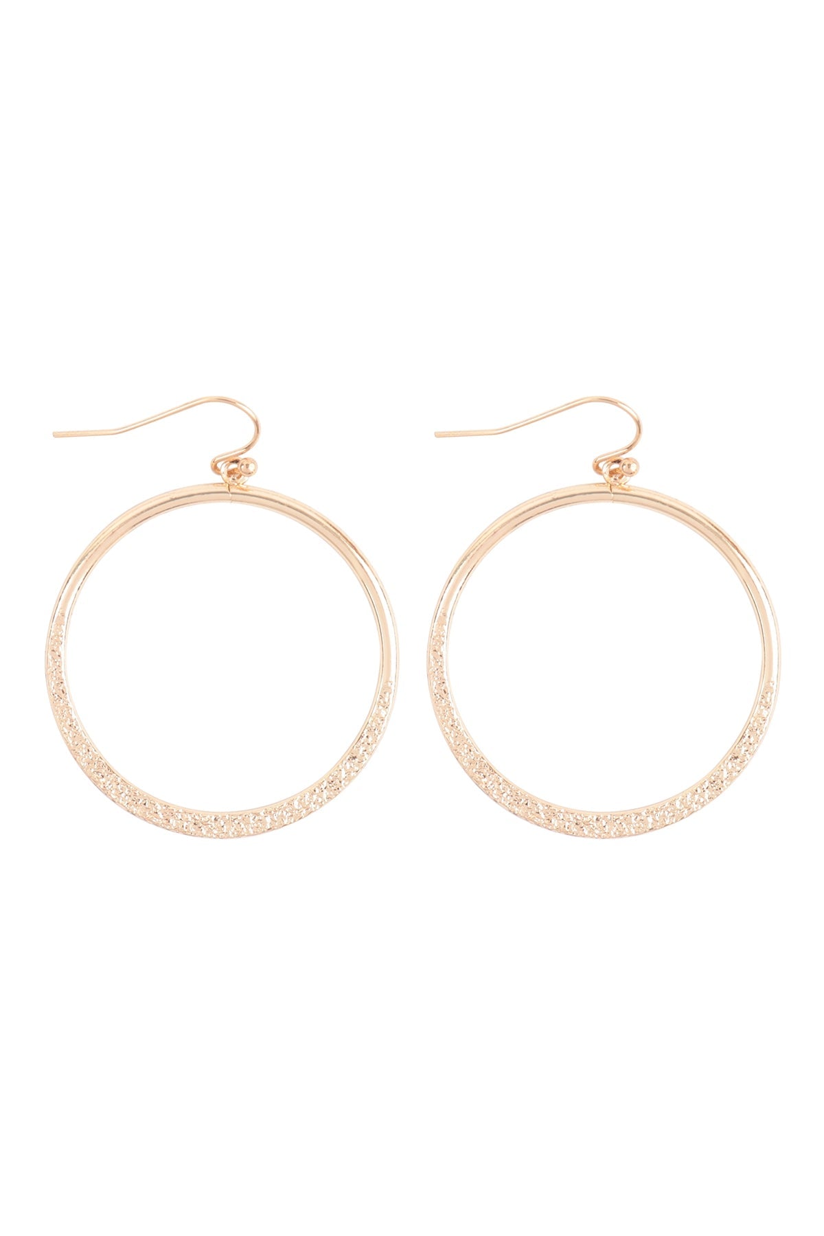 CIRCLE SAND TEXTURED WIRE HOOK EARRINGS
