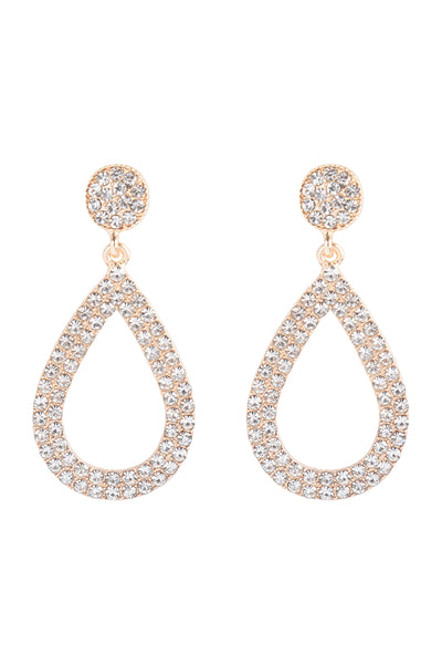 CUBIC ZIRCONIA OPEN TEARDROP PAVE DANGLING POST EARRINGS SET