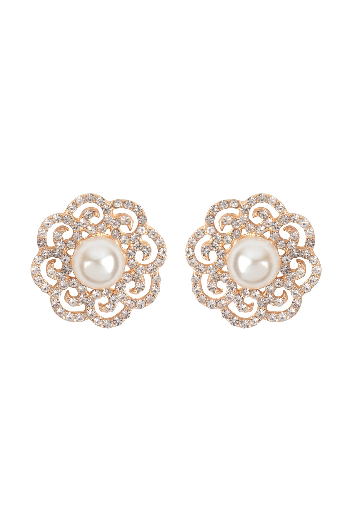 FLOWER PEARL GLITTER BRIDAL EARRINGS SET