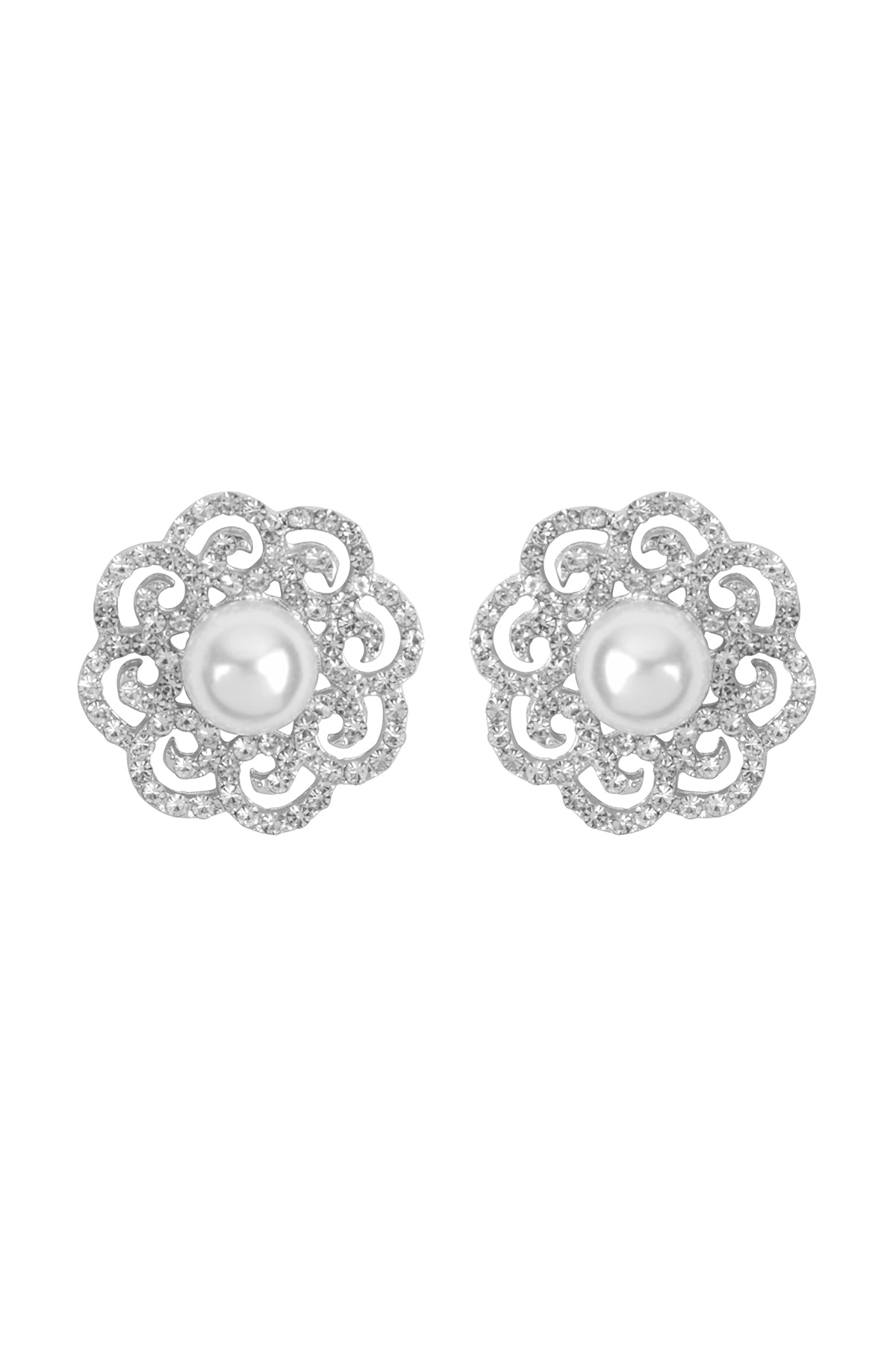 FLOWER PEARL GLITTER BRIDAL EARRINGS SET