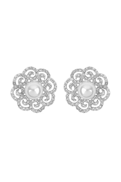 FLOWER PEARL GLITTER BRIDAL EARRINGS SET