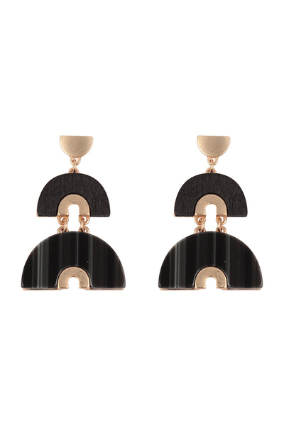 ACETATE WOOD ARCH LAYERED DROP EARRINGS (NOW $3.00 ONLY!)