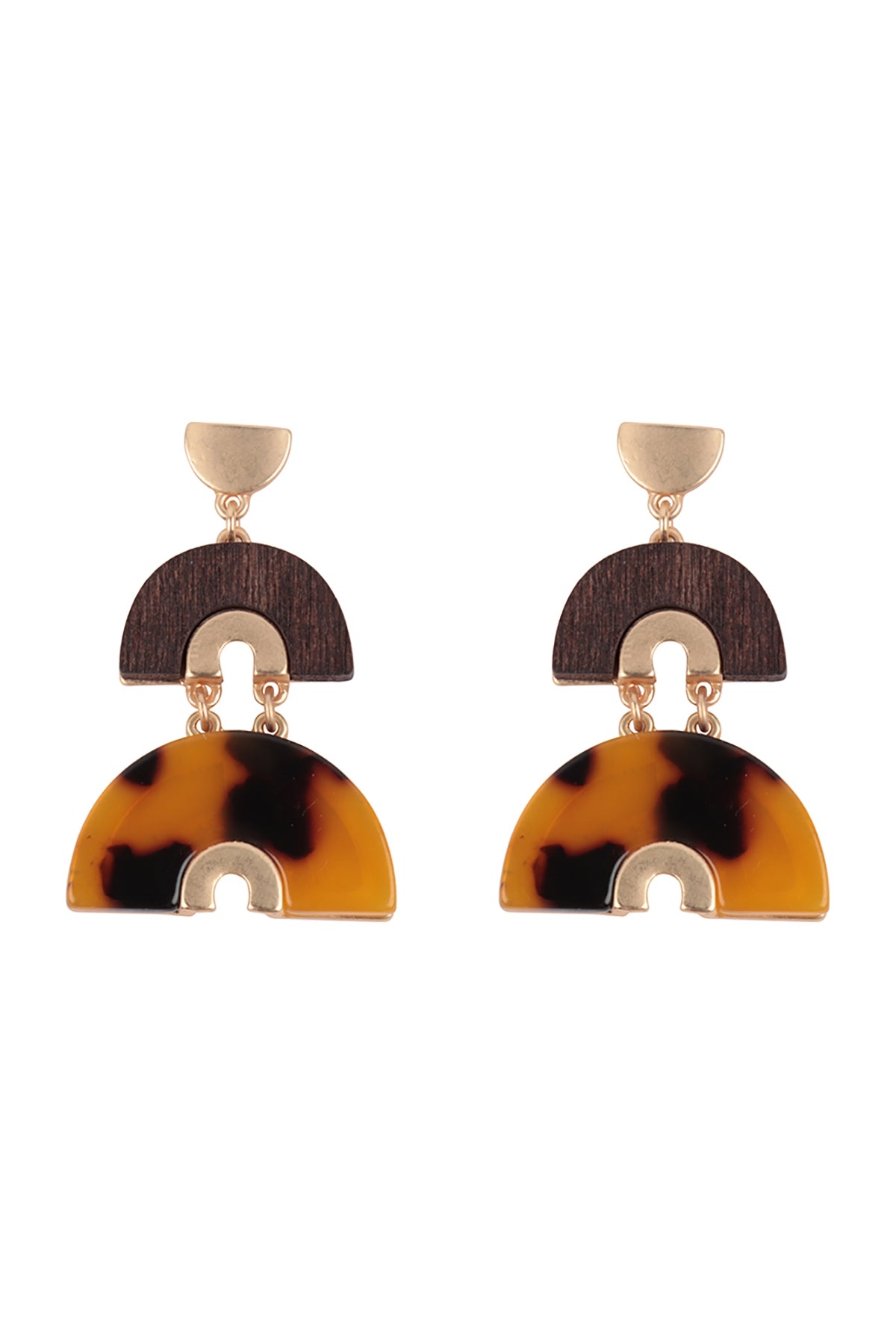 ACETATE WOOD ARCH LAYERED DROP EARRINGS (NOW $3.00 ONLY!)