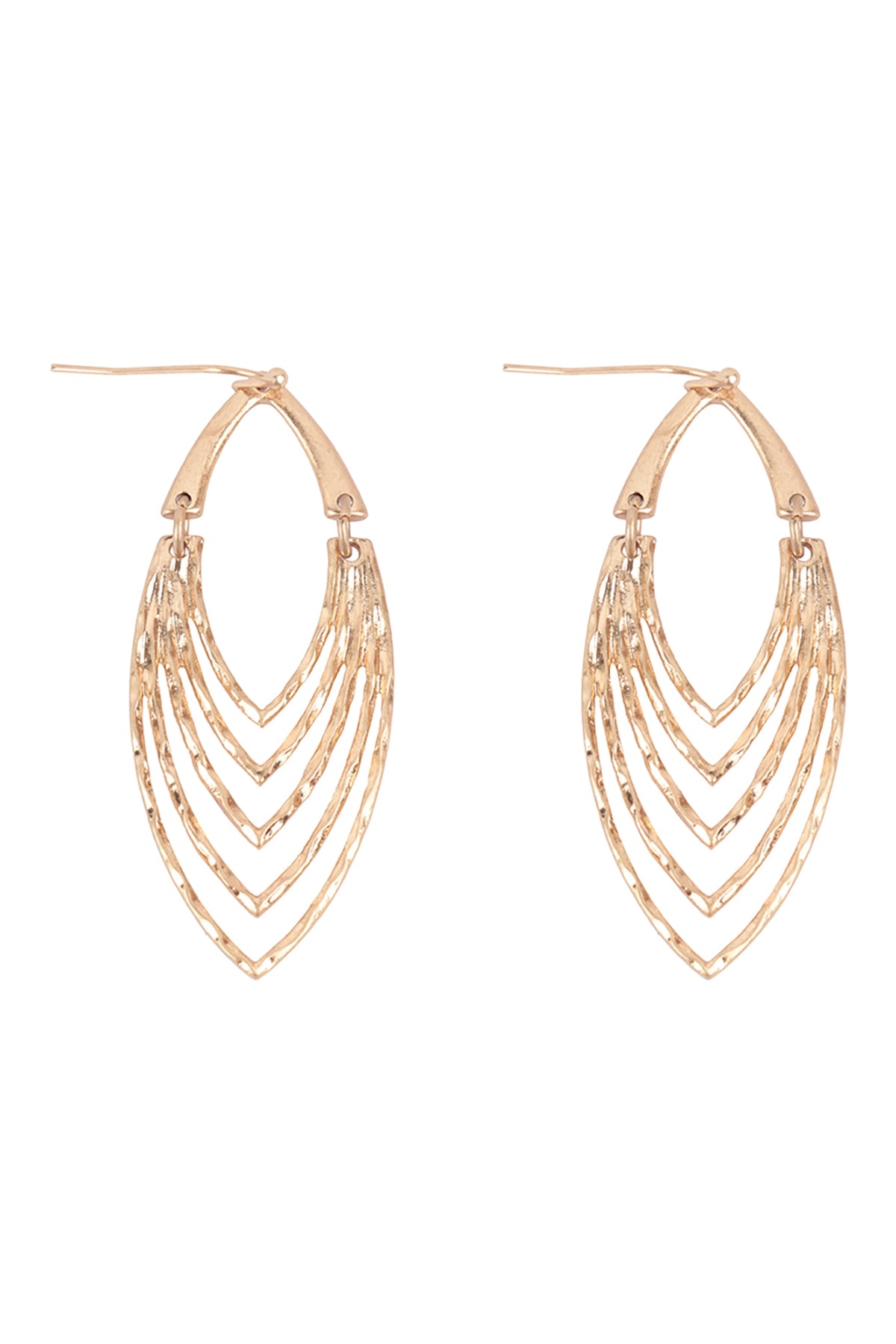 MARQUISE HALF LAYERED HAMMERED DROP EARRINGS