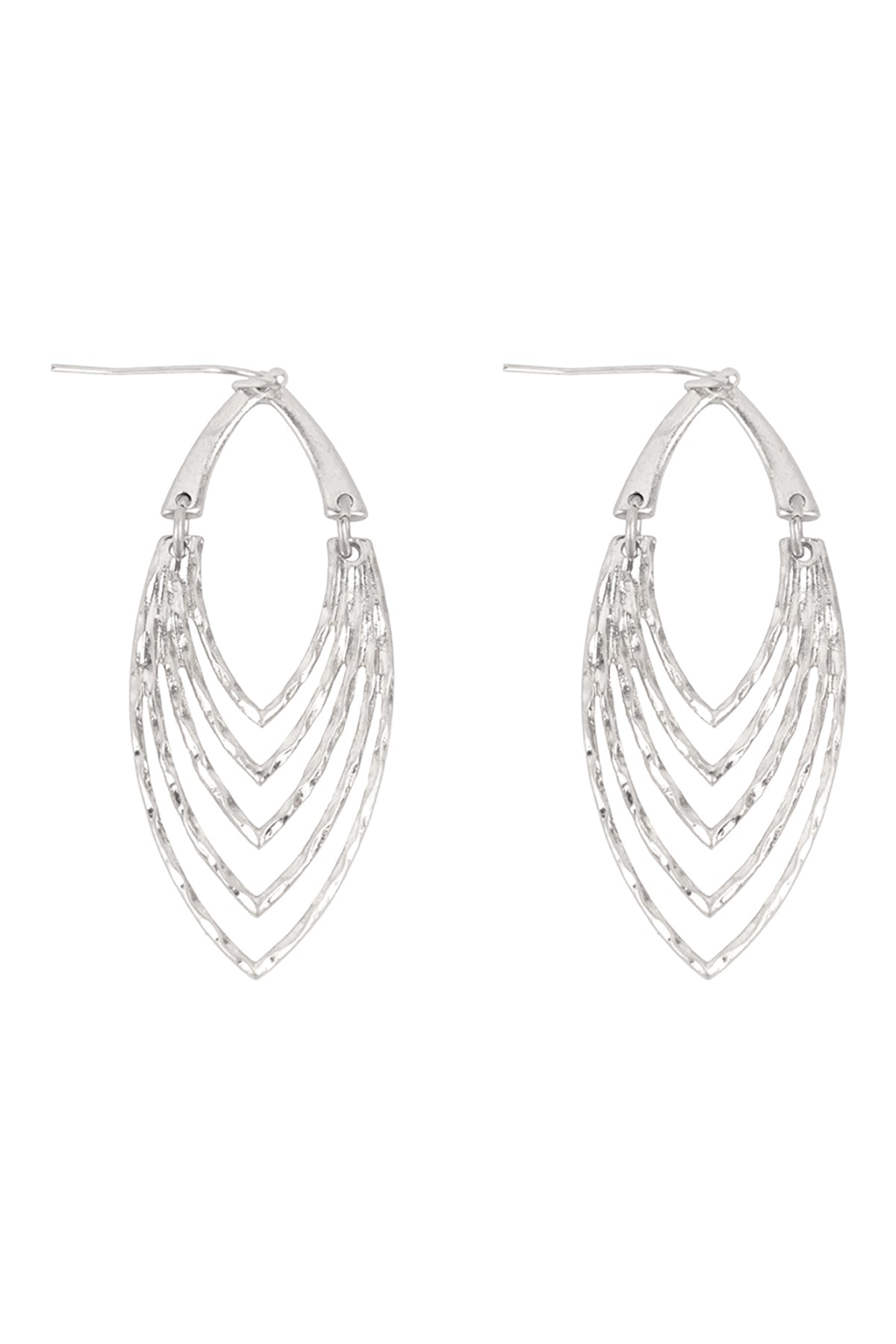 MARQUISE HALF LAYERED HAMMERED DROP EARRINGS