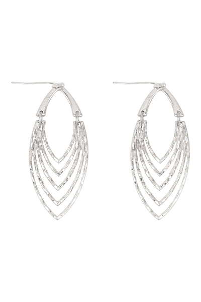 MARQUISE HALF LAYERED HAMMERED DROP EARRINGS