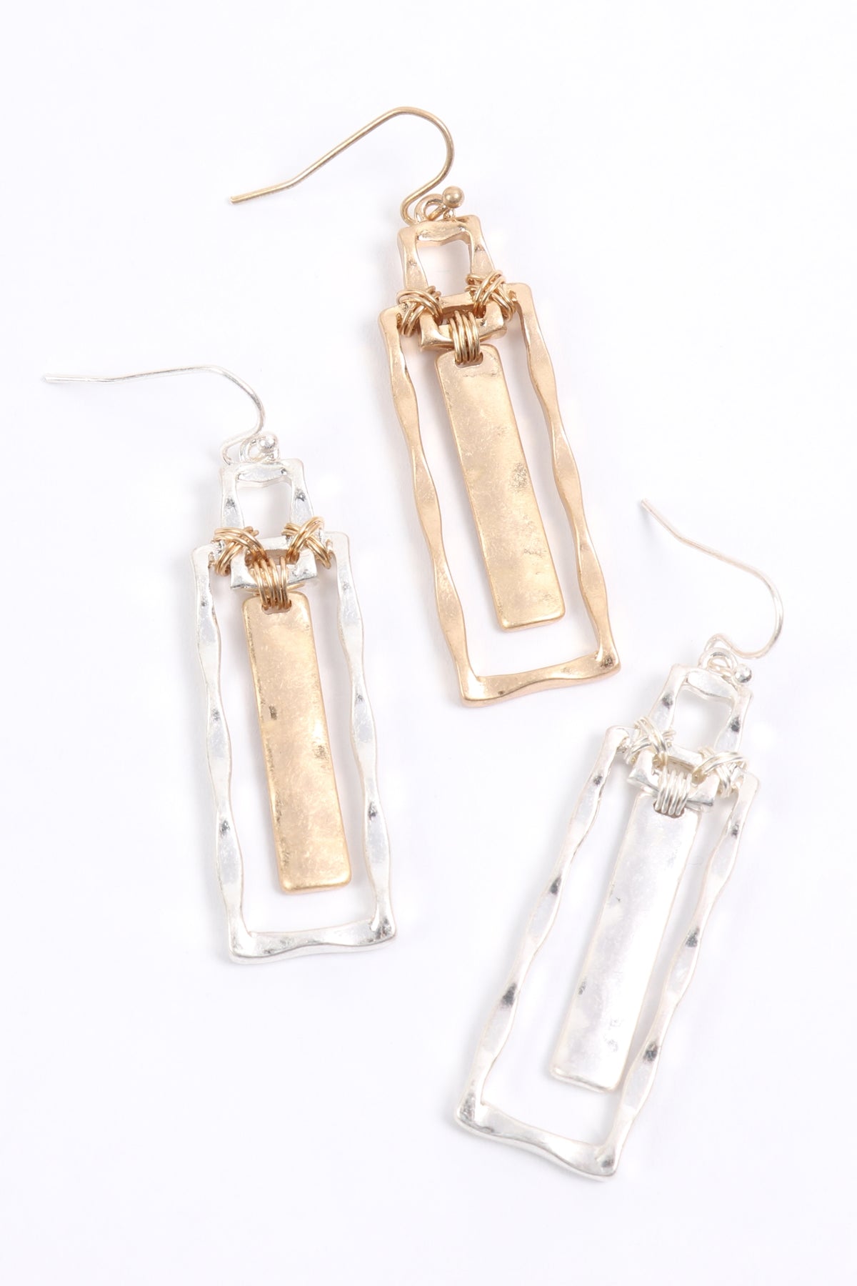 WIRE WRAPPED RECTANGLE EARRINGS