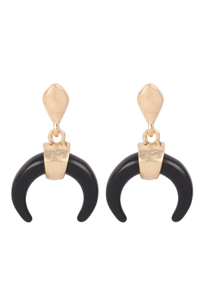 SEMI STONE HORN POST EARRINGS